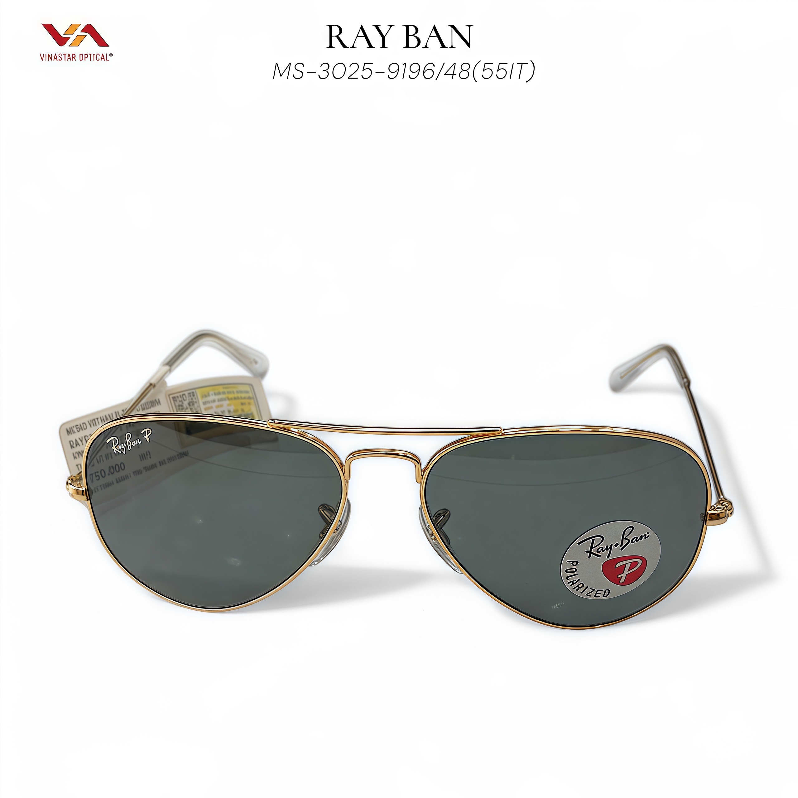 Mắt Kính Ray-Ban MS-3025-9196/48(55IT) – Huyền Thoại Aviator Polarized