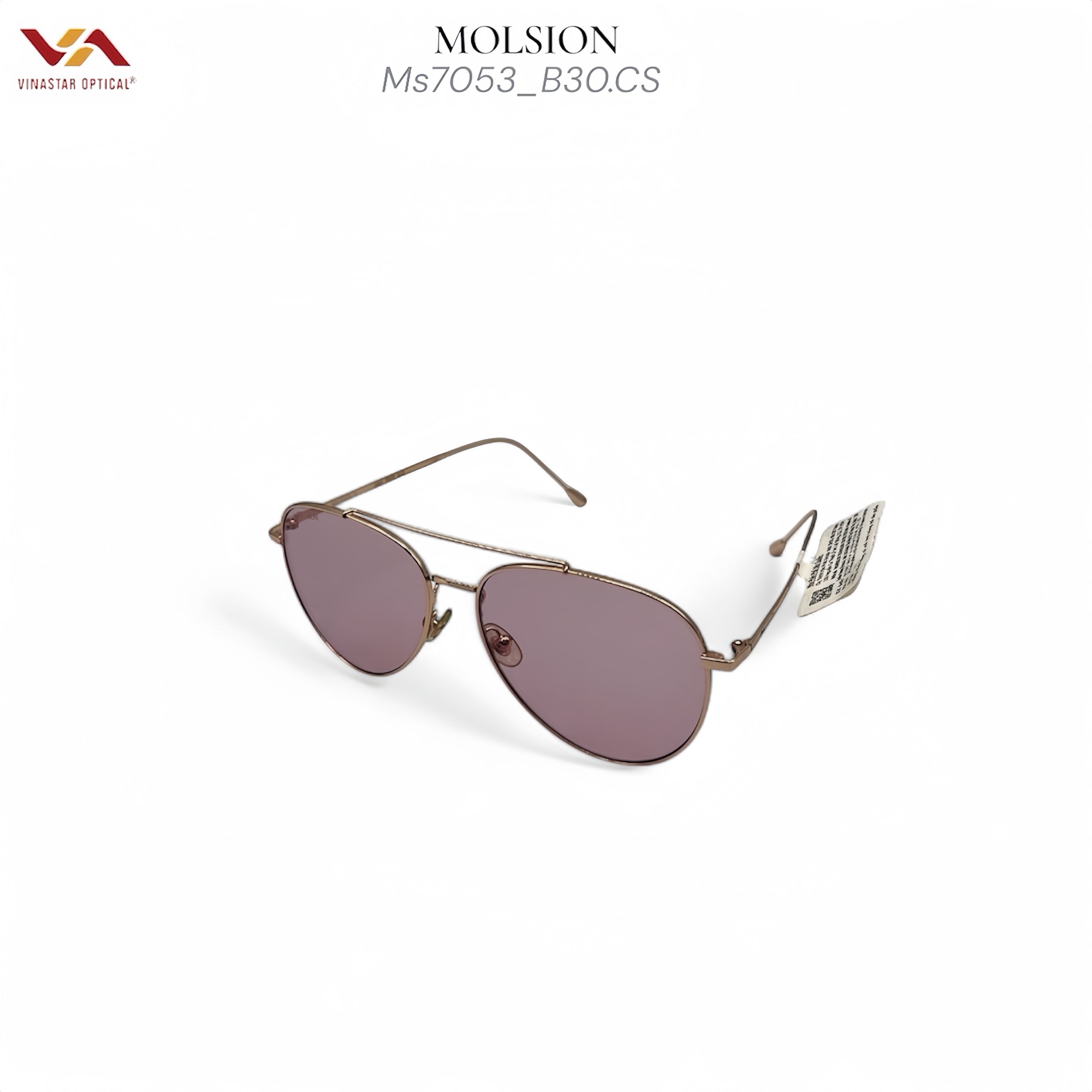 Kính Mát Molsion MS7053 - Gọng Kim Loại Đồng Thanh Lịch, Tròng Hồng Nhạt Thời Trang - Ảnh 2