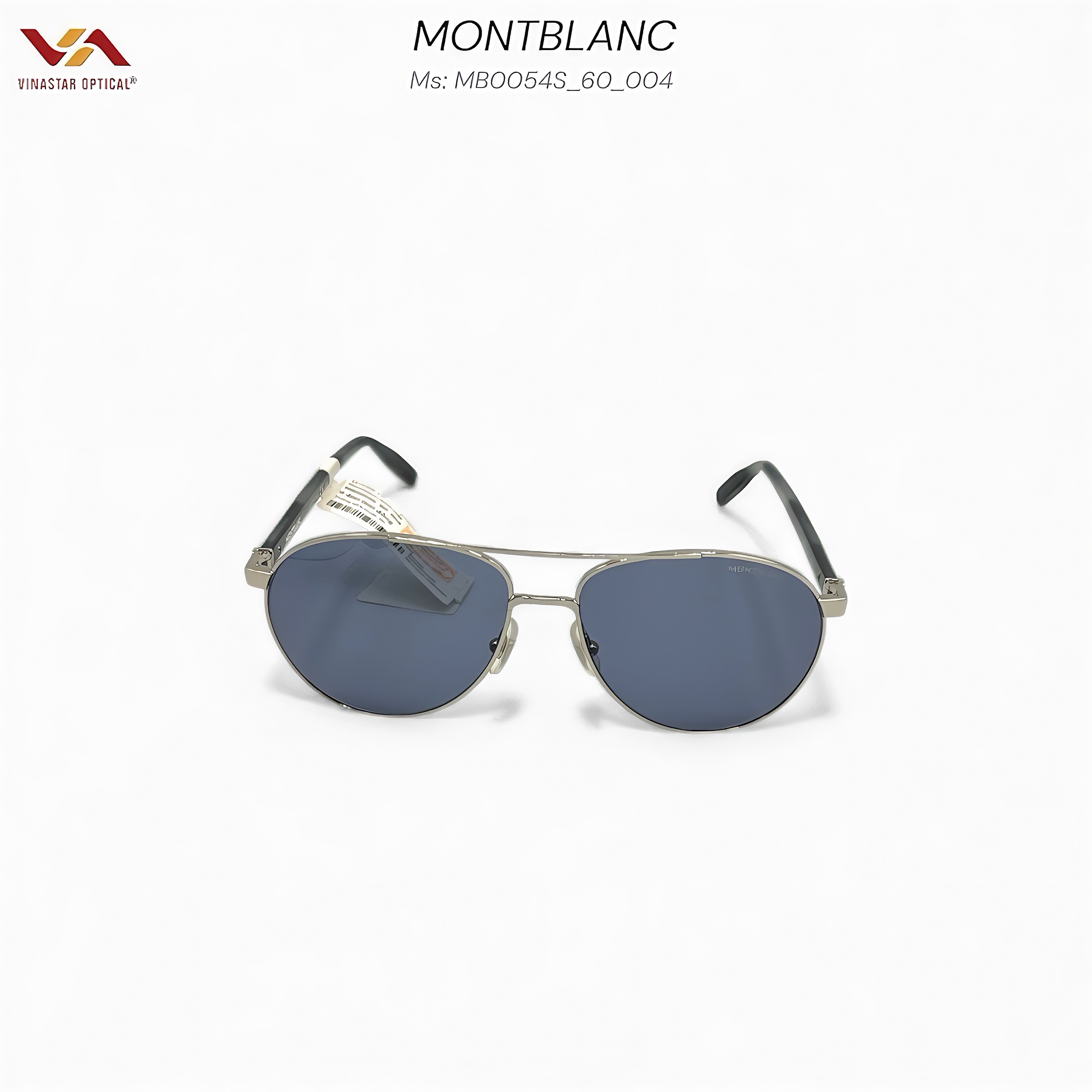 Kính Mát Montblanc MB0054S – Kiểu Dáng Navigator Hiện Đại, Gọng Silver Tinh Sảo, Tròng Xanh Khói Đẳng Cấp