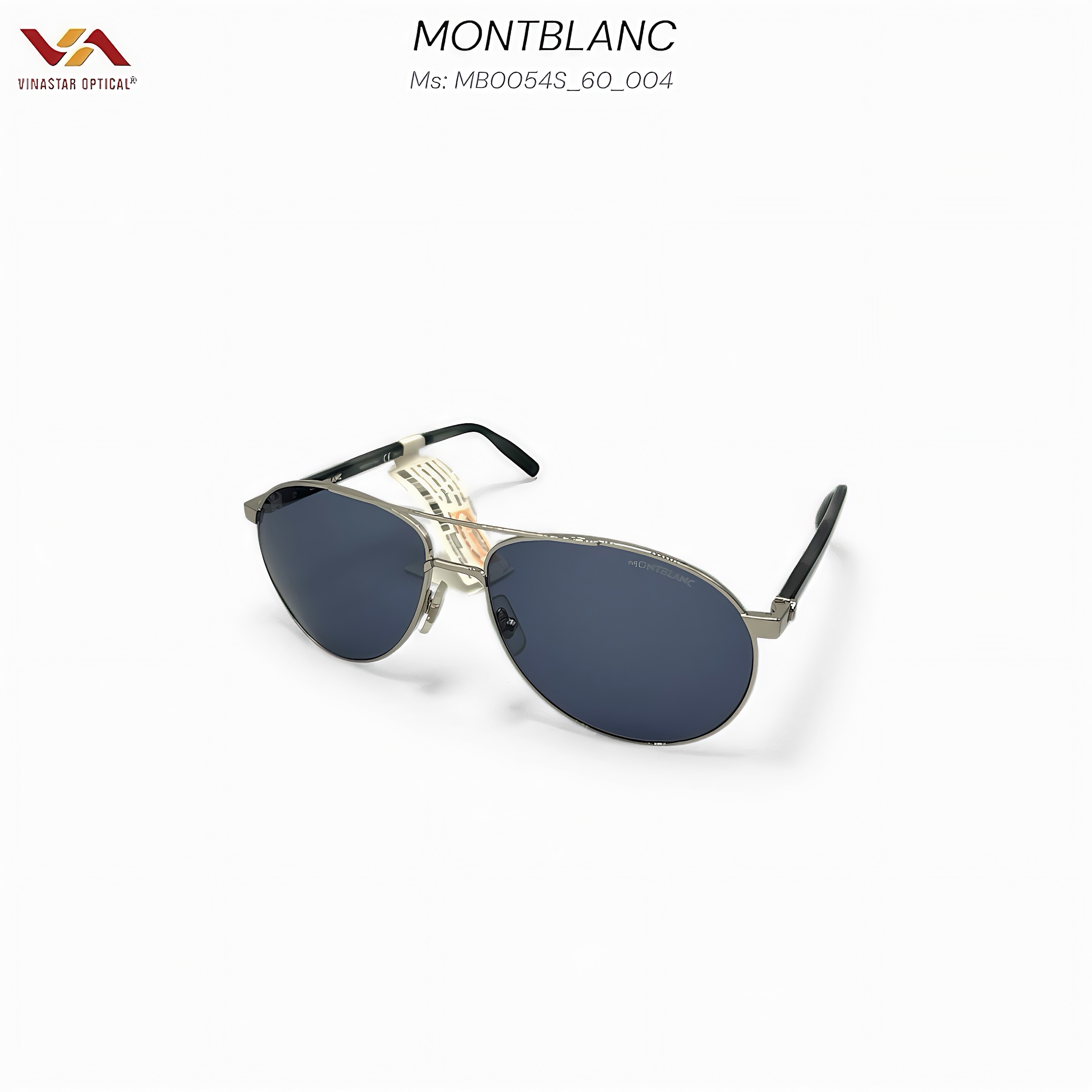 Kính Mát Montblanc MB0054S – Kiểu Dáng Navigator Hiện Đại, Gọng Silver Tinh Sảo, Tròng Xanh Khói Đẳng Cấp - Ảnh 2