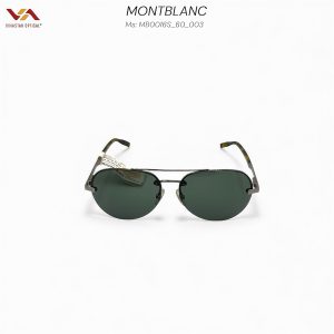 Kính Mát Montblanc MB0016S – Kiểu Dáng Rimless Aviator, Gọng Kim Loại Gunmetal, Tròng Xanh Rau Muống Cổ Điển