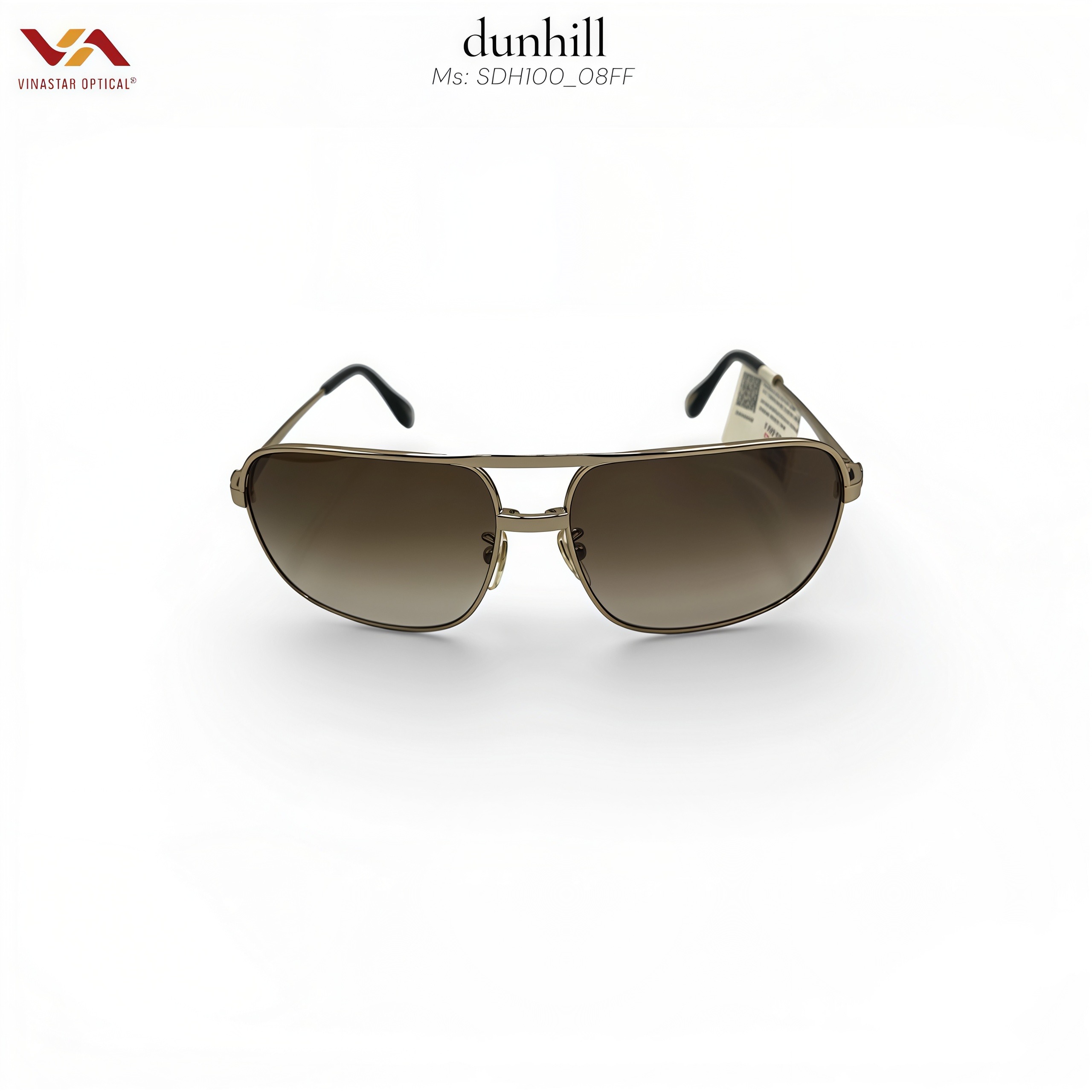 Kính Mát Dunhill SDH100_08FF – Thiết Kế Navigator Cầu Đôi Nam Tính, Khung Hợp Kim Màu Chì (Gunmetal) Sắc Lạnh, Tròng Trà 2 Màu (Gradient) Thượng Lưu