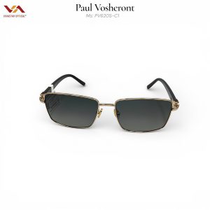Kính Mát Paul Vosheront PV620S – Dáng Chữ Nhật Hiện Đại, Gọng Hợp Kim Bọc Vàng 18K/24K Cao Cấp, Tròng Đen Khói Chống Chói