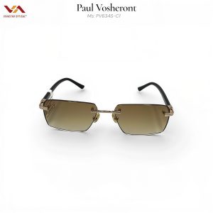 Kính Mát Paul Vosheront PV634S – Thiết Kế Gọng Khoan Không Viền, Hợp Kim Bọc Vàng Gold Filled, Tròng Màu Trà Gradient Thượng Lưu