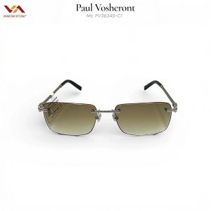Kính Mát Paul Vosheront PV3634S – Thiết Kế Gọng Khoan Rimless Siêu Nhẹ, Hợp Kim Gunmetal (Màu Chì) Cao Cấp, Tròng Trà Gradient 2 Màu Quyền Lực
