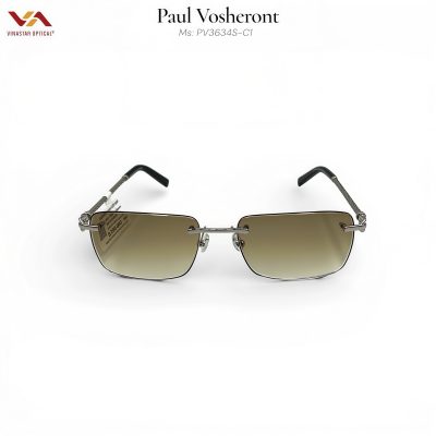 Kính Mát Paul Vosheront PV3634S – Thiết Kế Gọng Khoan Rimless Siêu Nhẹ, Hợp Kim Gunmetal (Màu Chì) Cao Cấp, Tròng Trà Gradient 2 Màu Quyền Lực