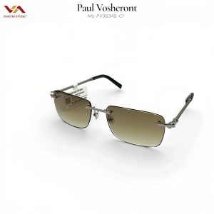 Alternative view of Kính Mát Paul Vosheront PV3634S – Thiết Kế Gọng Khoan Rimless Siêu Nhẹ, Hợp Kim Gunmetal (Màu Chì) Cao Cấp, Tròng Trà Gradient 2 Màu Quyền Lực